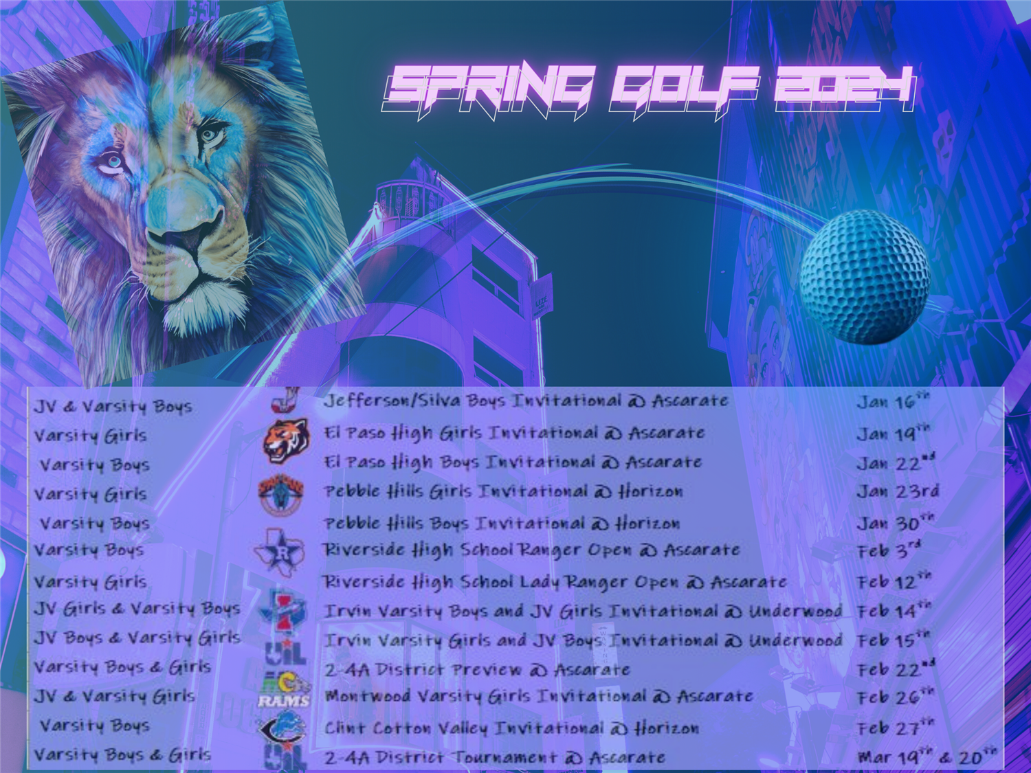2024 Spring Golf Schedule